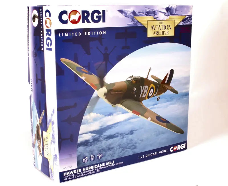 CORGI HURRICANE MK.I N2359/YBJ "WINGED POPEYE" P.O LEONARD WALTER STEVENS RAF 1940