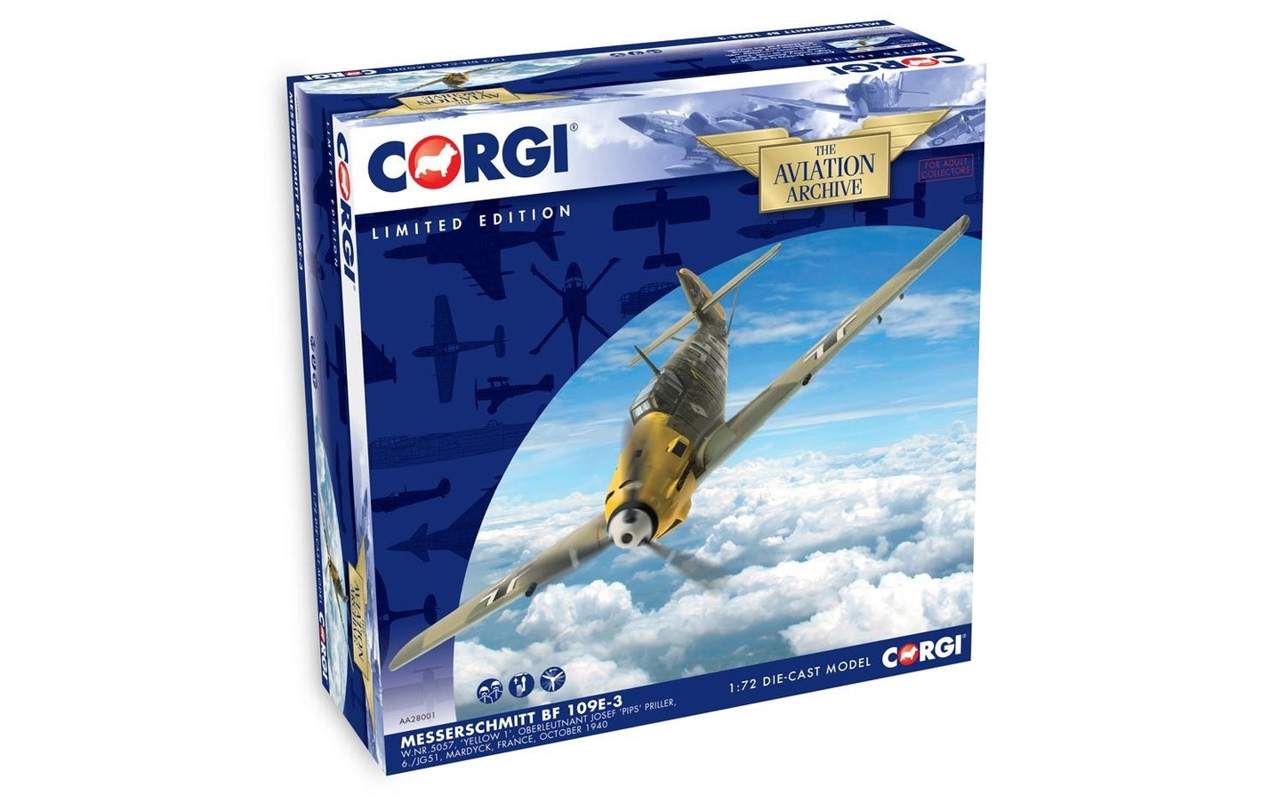 CORGI BF109 LUFTWAFFE 6./JG 51 YELLOW 1 "JOSEF `PIPS` PRILLER" MARDYCK FRANCE OCTOBER 1940