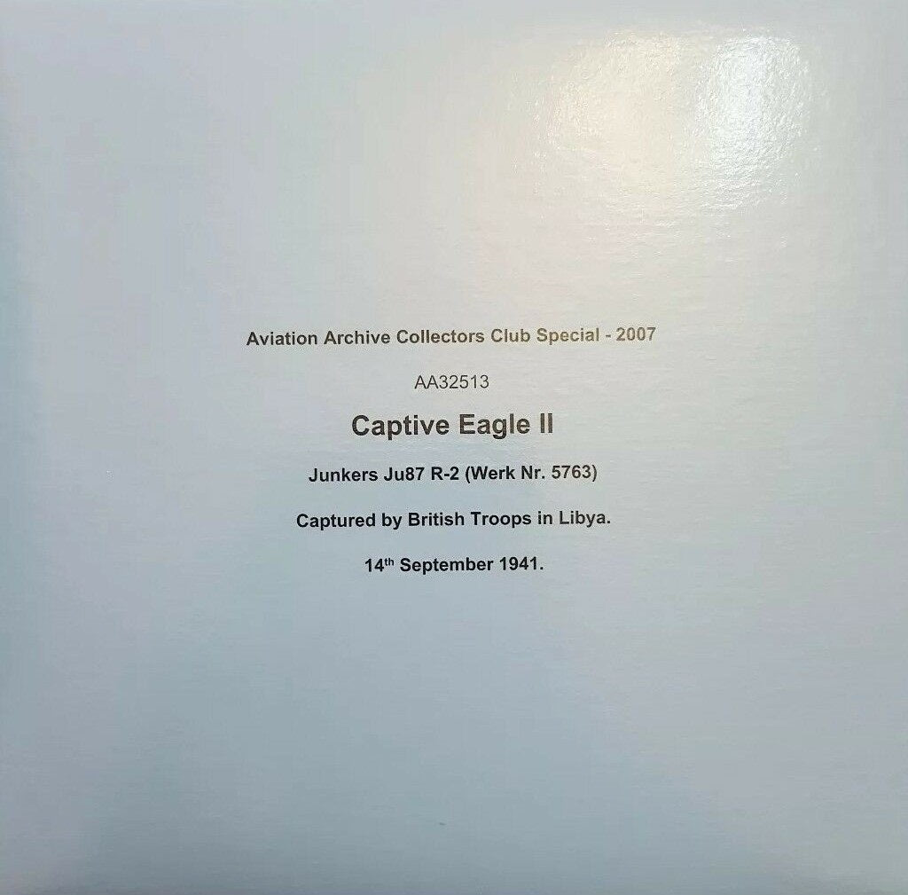 CORGI JU-87 (WERK NR. 5763) CAPTURED BY BRITISH TROOPS IN LIBYA 14 SEPTEMBER 1941 CAPTIVE EAGLE II COLLECTORS CLUB SPECIAL 2007