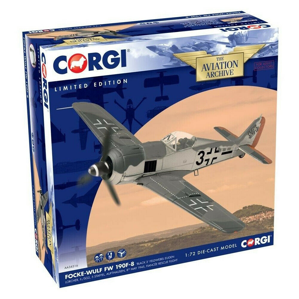 CORGI FW 190F-8 LUFTWAFFE BLACK 3 FELDWEBEL EUGEN LORCHER II./SG 2 STAFFEL AUFTHAUSEN FIANCEE RESCUE FLIGHT 8TH MAY 1945