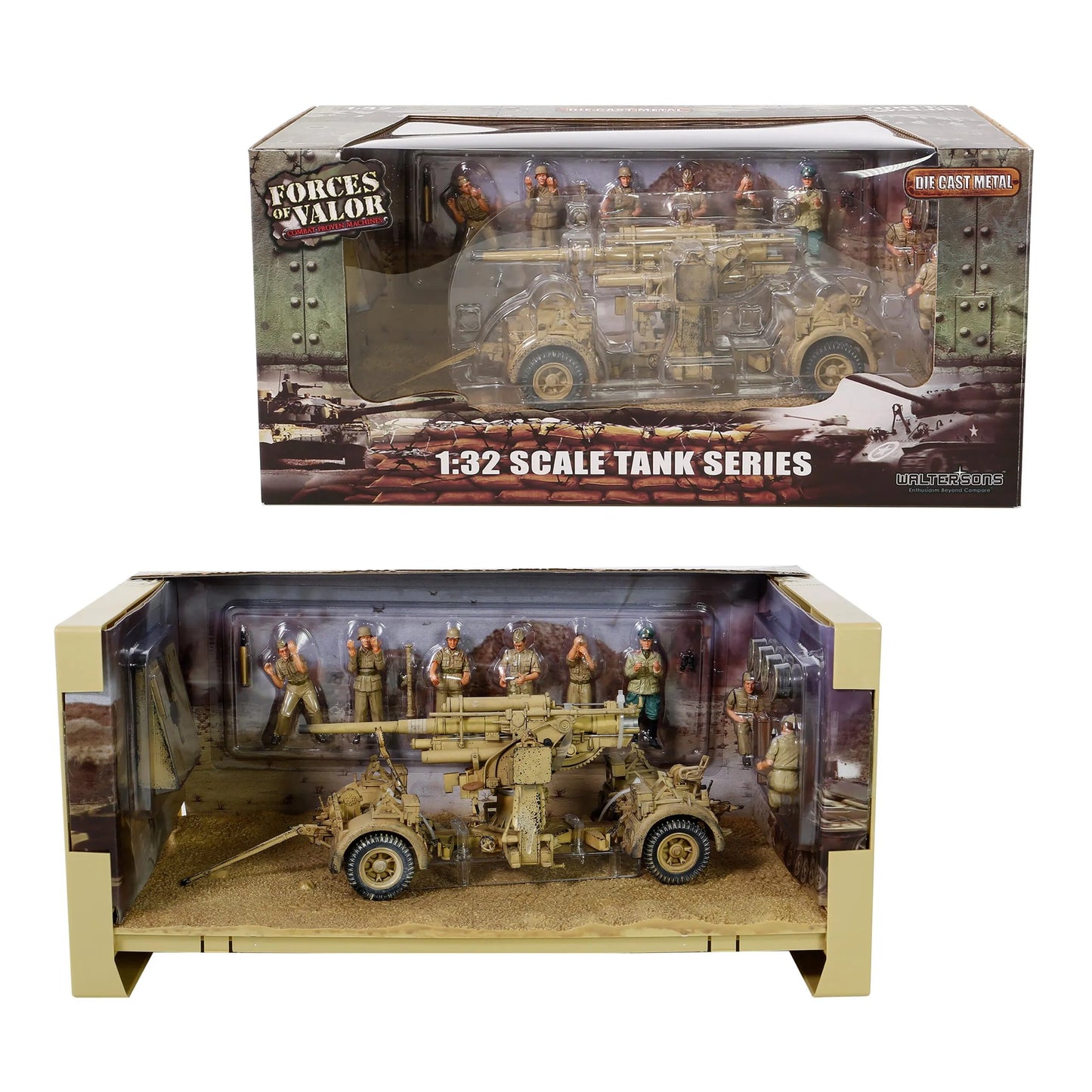 FORCES OF VALOR KRUPP FLAK 36 W ROHR 18 GUN & 8 FIGURES 1942