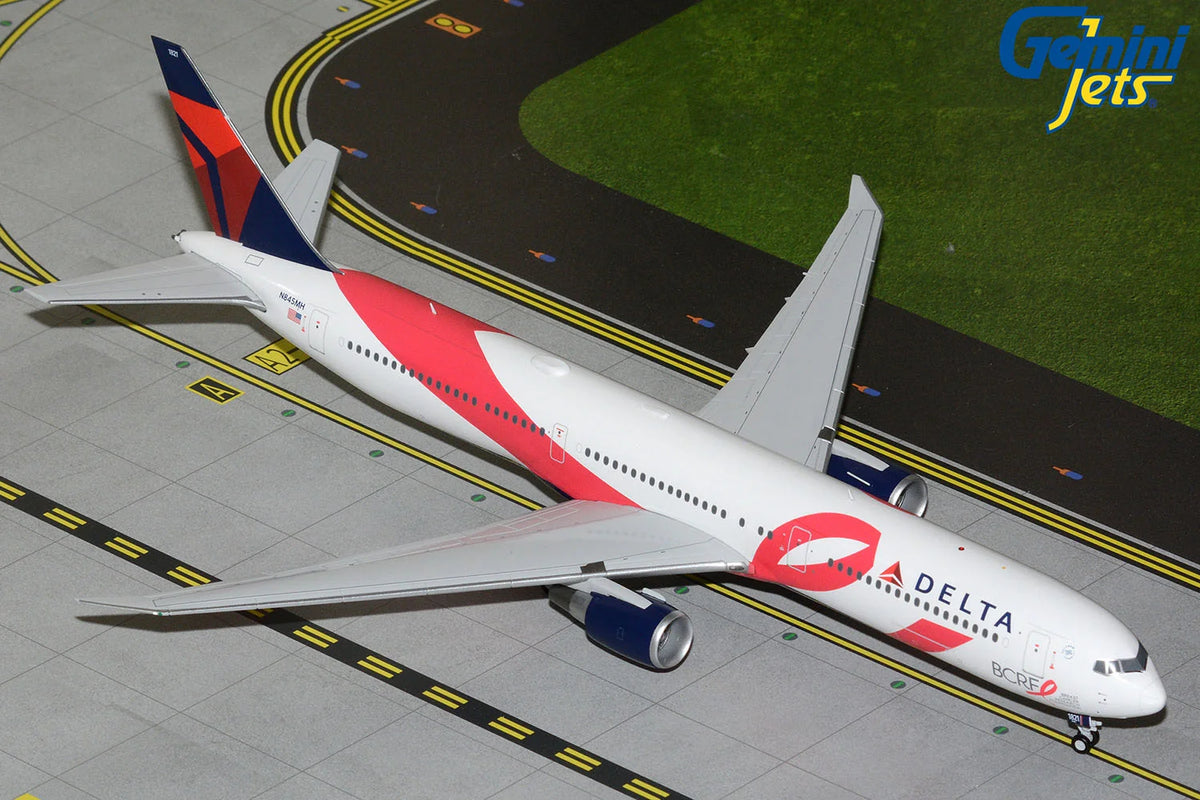 GEMINI JETS B767-400ER DELTA AIRLINES BCRF BREAST CANCER RED RIBBON REG: N845MH