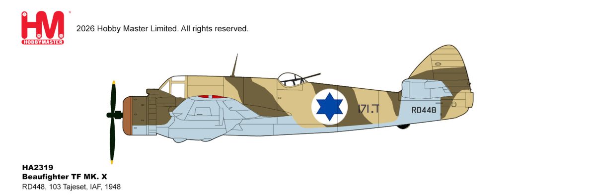 HOBBY MASTER BEAUFIGHTER TF MK. X RD448 103 TAJESET IAF 1948