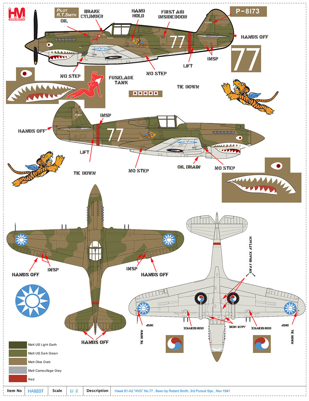 HOBBY MASTER HAWK 81-A2 "AVG" NO.77 FLOWN BY ROBERT SMITH 3RD PURSUIT SQN. NOV 1941