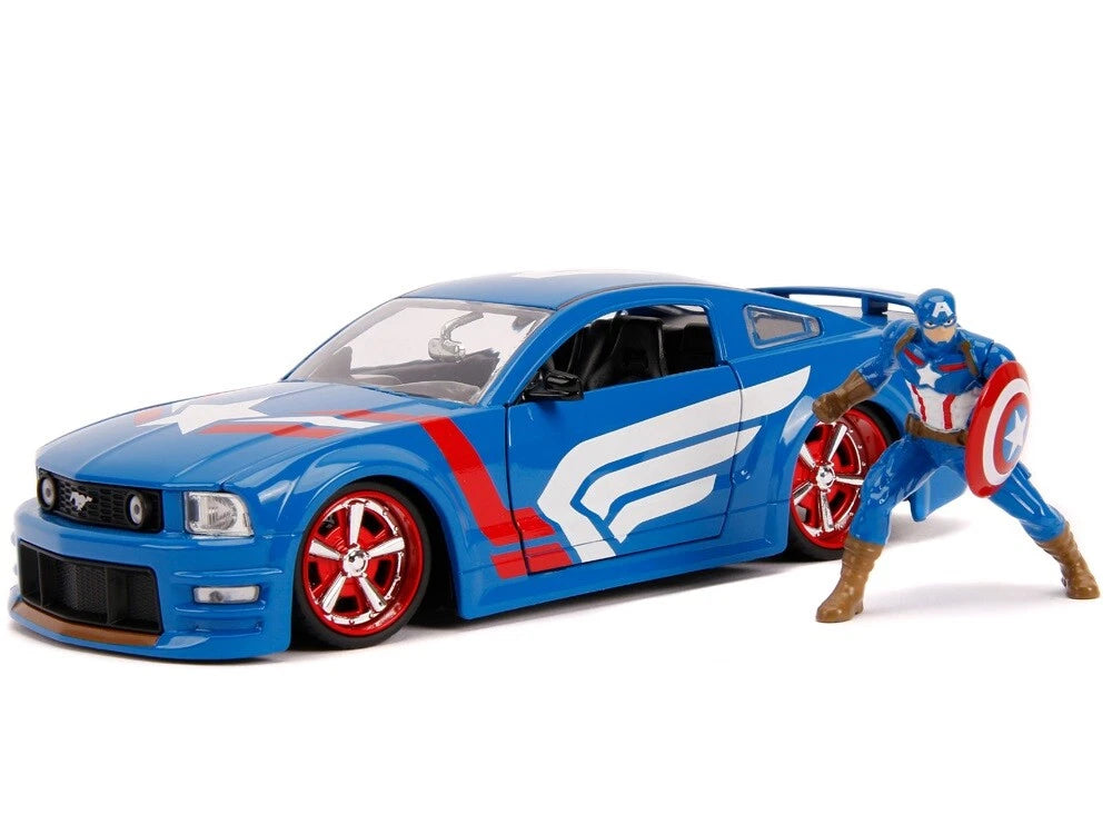 JADA 2006 FORD MUSTANG GT + CAPTAIN AMERICA FIGURE