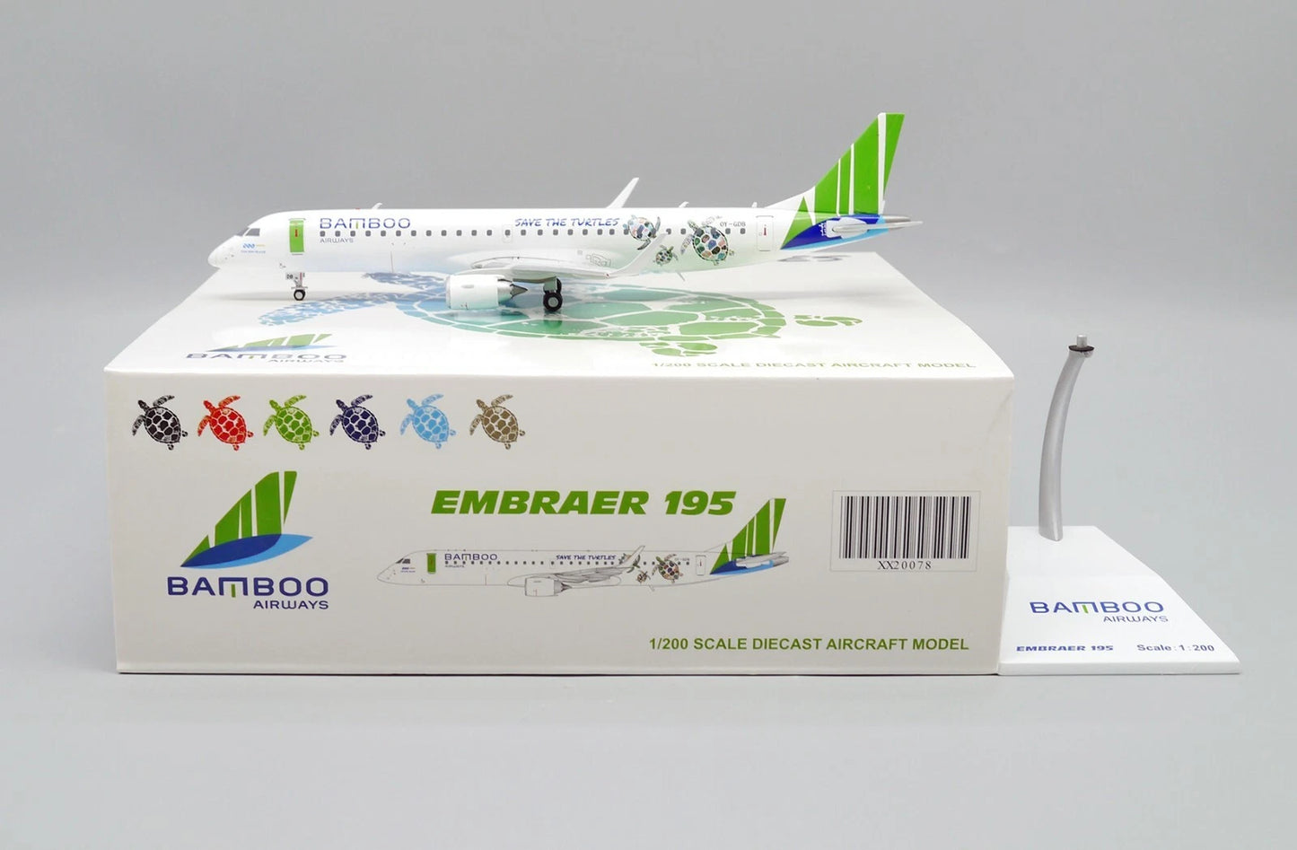 JC WINGS EMBRAER 190-200LR BAMBOO AIRWAYS "SAVE THE TURTLES" REG: OY-GDB
