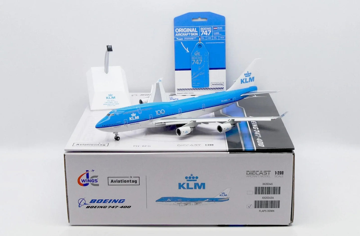 JC WINGS B747-400 KLM ROYAL DUTCH AIRLINES "100" (FLAPS DOWN) REG: PH-BFG