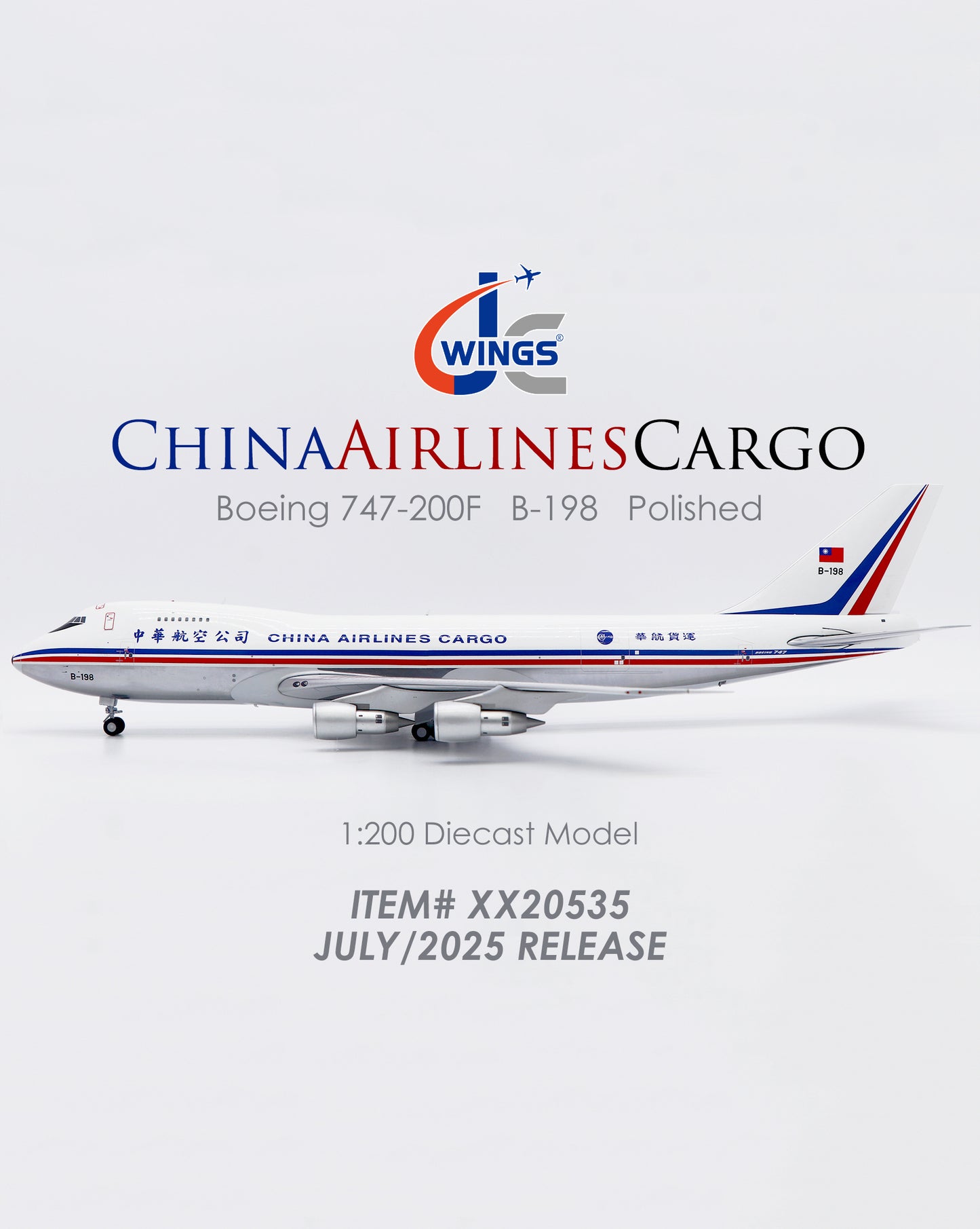 JC WINGS B747-200F CHINA AIRLINES CARGO "OLD COLOURS" (POLISHED) REG: B-198
