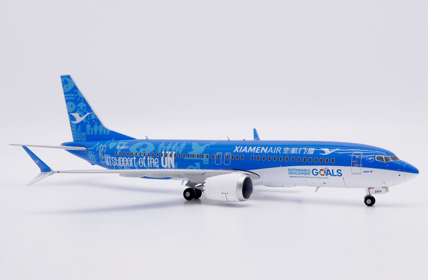 JC WINGS B737 MAX 8 XIAMEN AIRLINES "IN SUPPORT OF THE UN" REG: B-20CP