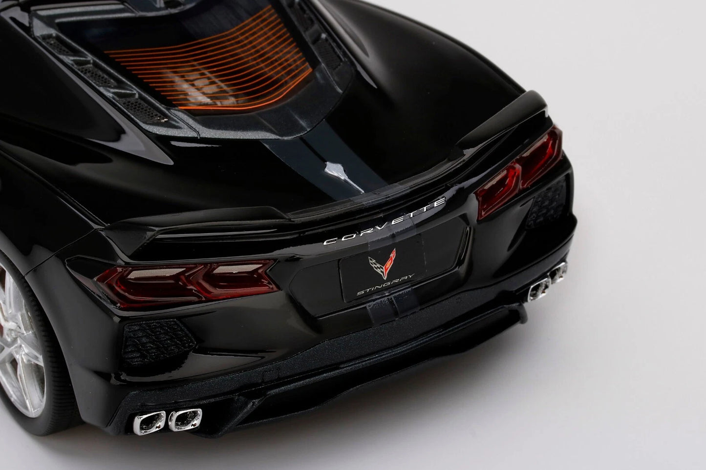 TOPSPEED 2020 CORVETTE STINGRAY BLACK WITH MIDNIGHT GRAY STRIPE (RESIN)