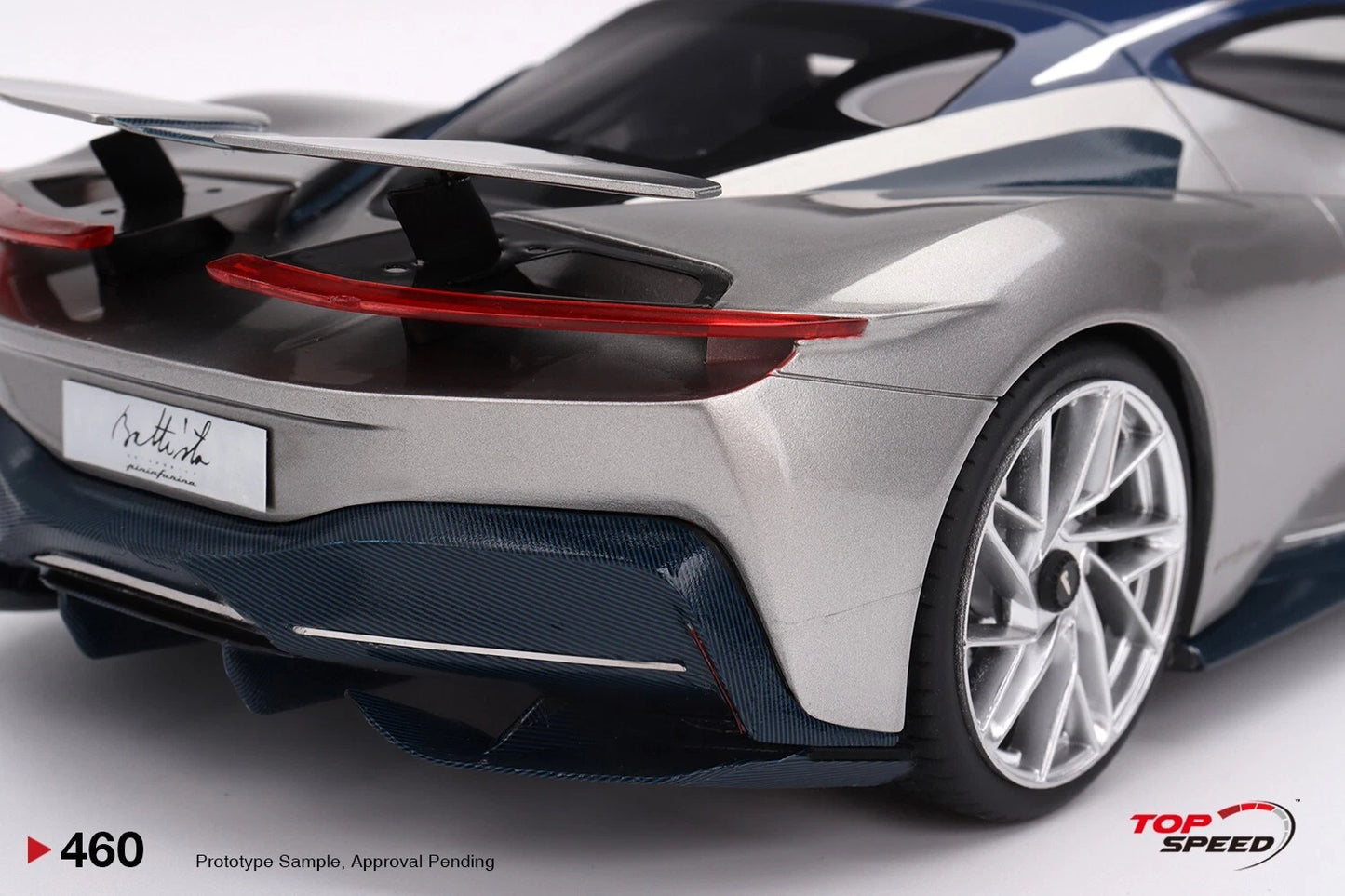 TOPSPEED PININFARINA BATTISTA 2019 (US LAUNCH EDITION) ARGENTO LIQUIDO GLOSS AND BLU DEL RE GLOSS (RESIN)