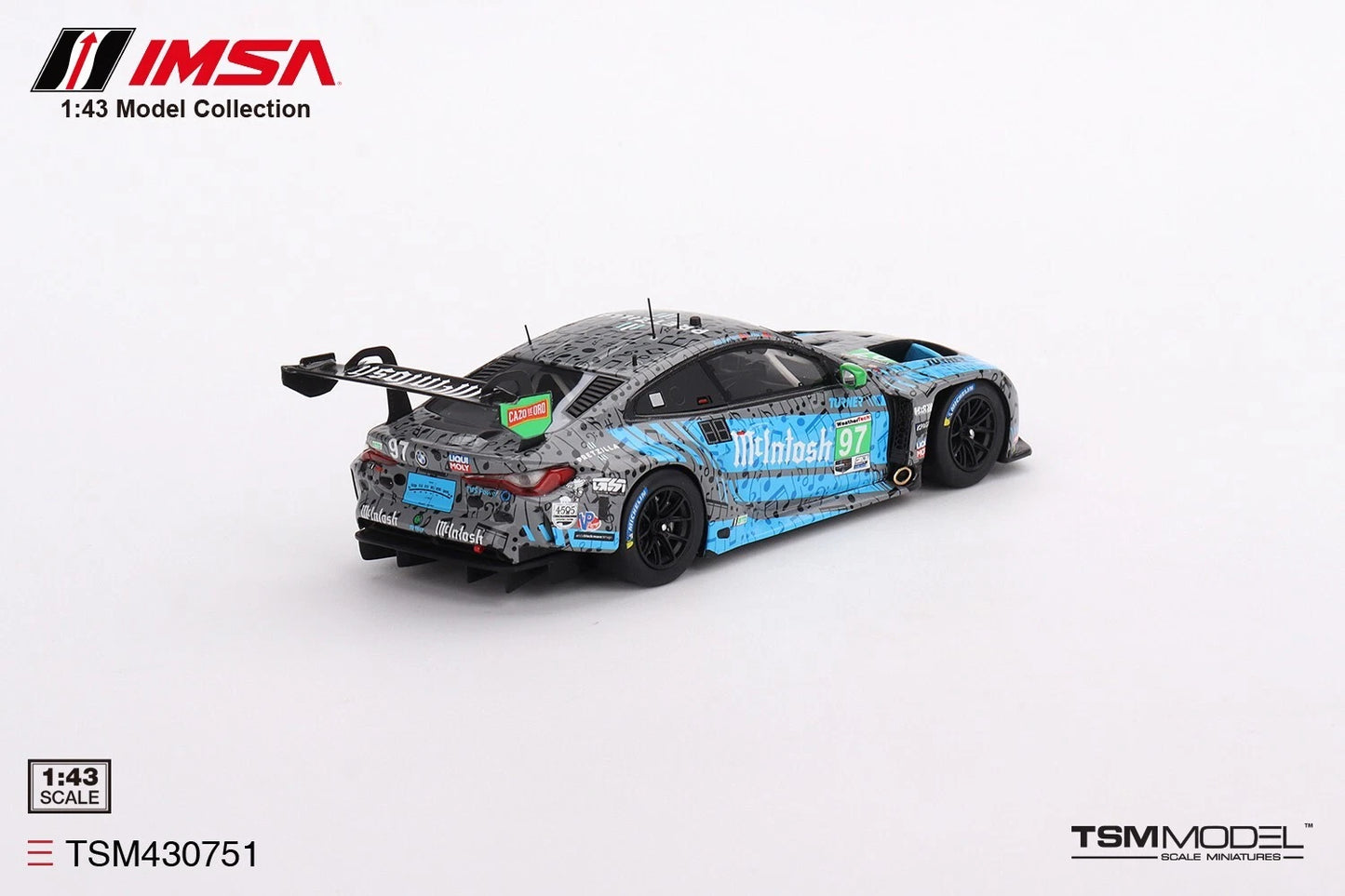 TRUESCALE MINIATURES BMW M4 GT3 NO.97 TURNER MOTORSPORT IMSA 2023 LAGUNA SECA GTD 2ND PLACE (RESIN)