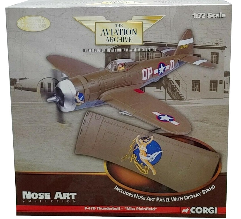CORGI P-47D THUNDERBOLT, USAAF "MISS PLAINFIELD" 1943 WITH NOSE ART