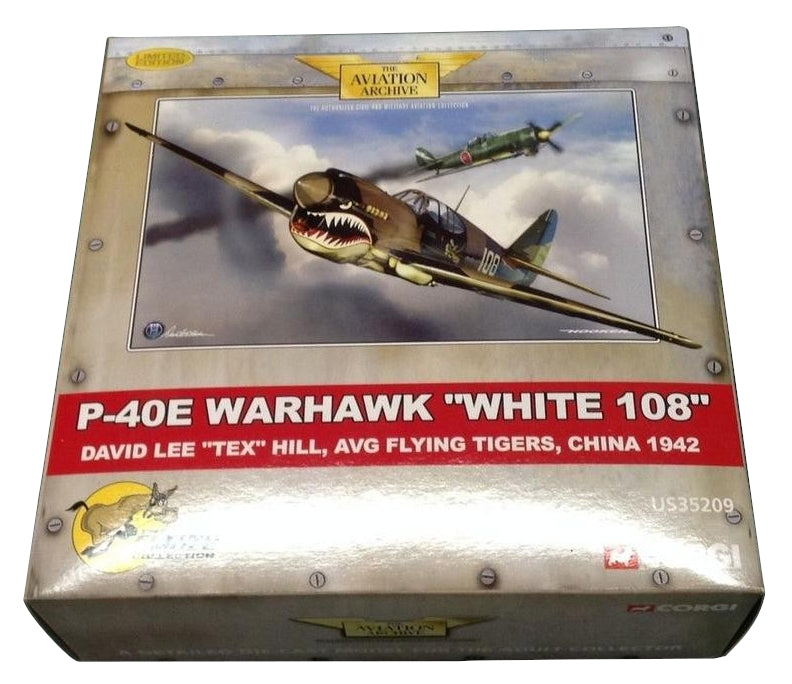 CORGI P-40E WARHAWK "WHITE 108" DAVID LEE "TEX" HILL AVG FLYING TIGERS CHINA 1942