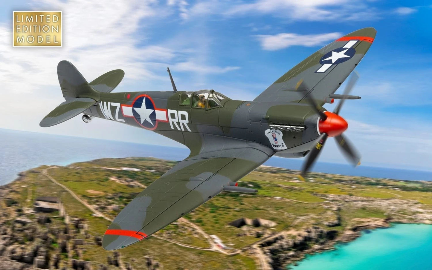 CORGI SPITFIRE MK.IXC MH656 WZ-RR "PORKY II" ROBERT CONNOR USAAF MEDITERRANEAN THEATRE 1943