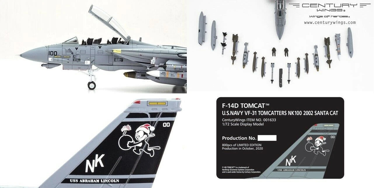CENTURY WINGS F14D TOMCAT US NAVY VF-31 TOMCATTERS 2002 "SANTA CAT"