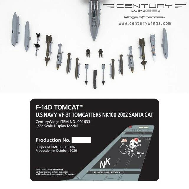 CENTURY WINGS F14D TOMCAT US NAVY VF-31 TOMCATTERS 2002 "SANTA CAT"