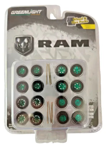 GREENLIGHT AUTO BODY SHOP WHEEL AND TIRE PACKS RAM TRUCKS