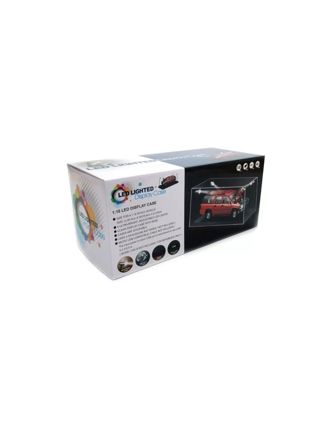 TRIPLE 9 LED DISPLAY CASE 4 ADJUSTABLE LIGHTS 35 X 15 X 16CM