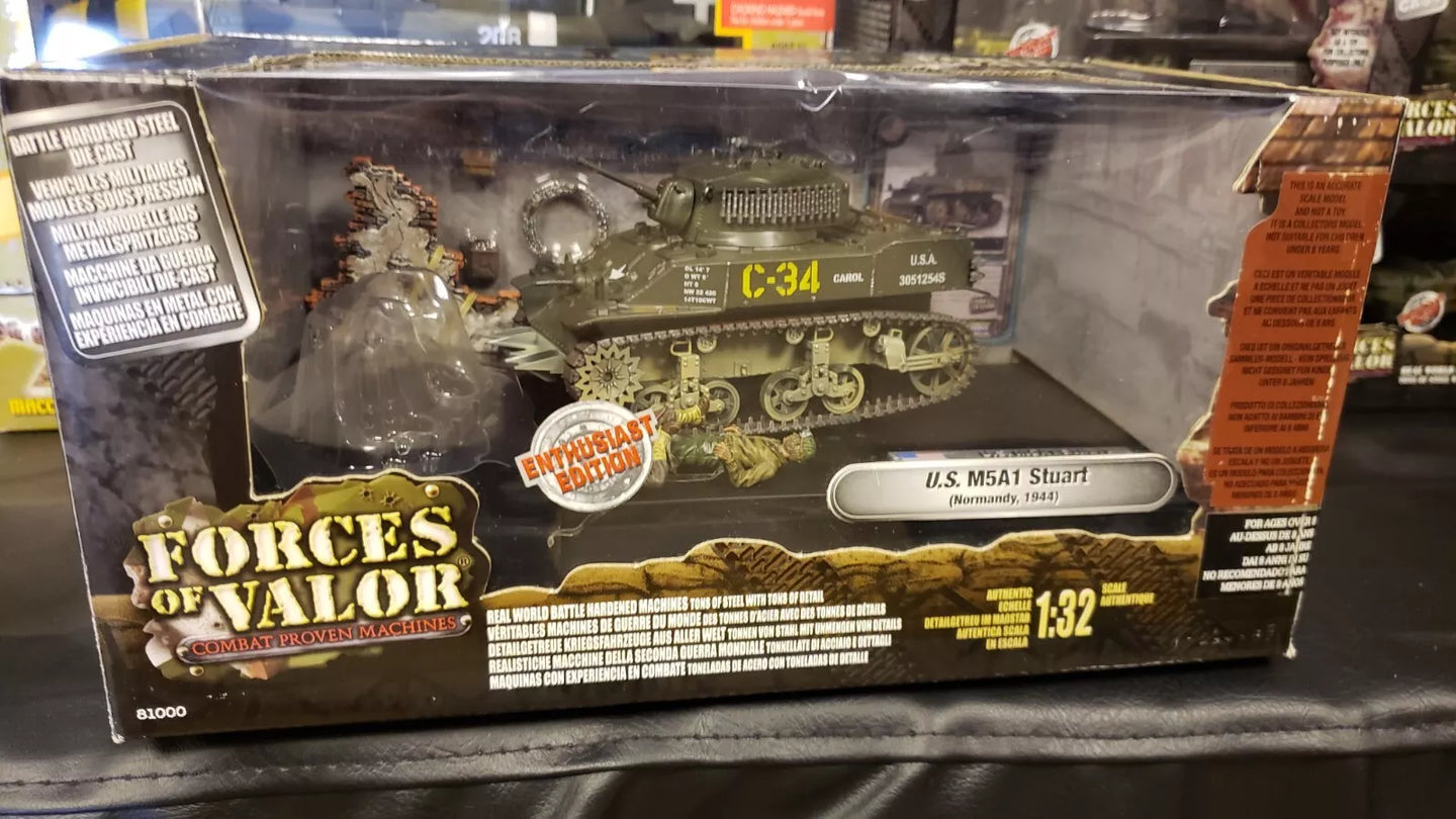 FORCES OF VALOR M5A1 STUART US ARMY "CAROL" NORMANDY FRANCE D-DAY JUNE 6TH 1944