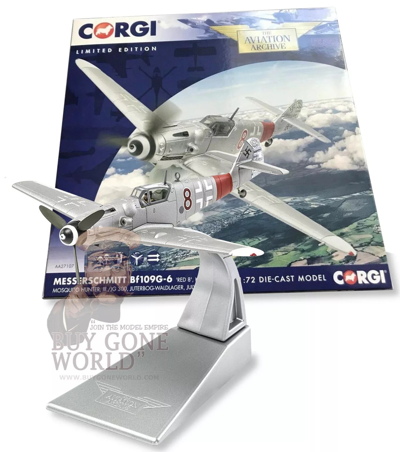 CORGI BF109G-6 'RED 8', KURT GABLER MOSQUITO HUNTER III./JG 300 JUTERBOG WALDLAGER JULY 1944 (CERTIFICATE 0013/1000)