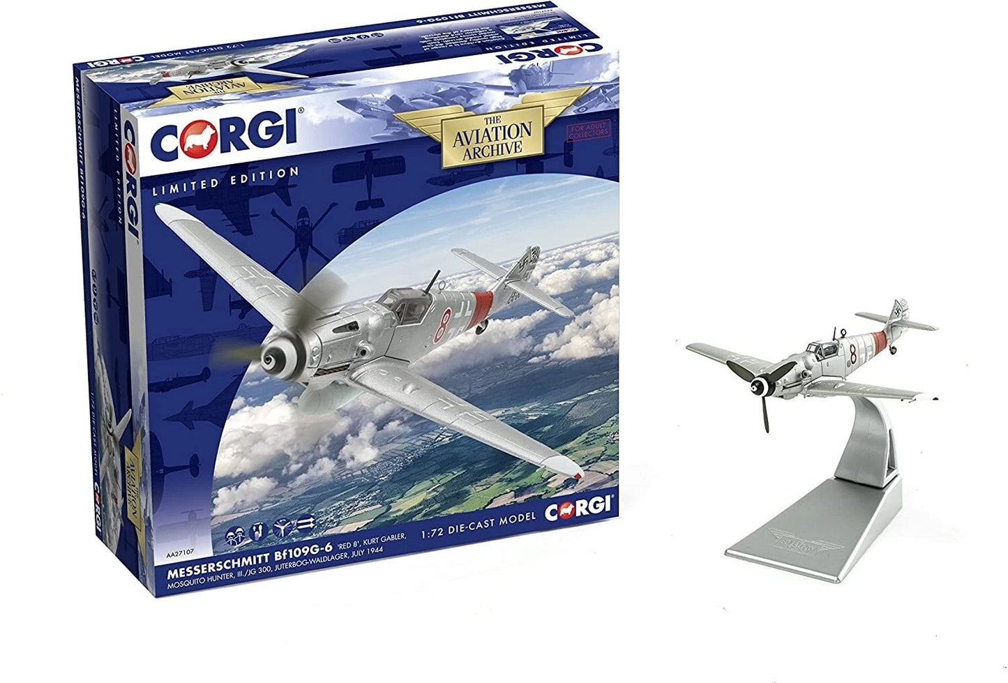 CORGI BF109G-6 'RED 8', KURT GABLER MOSQUITO HUNTER III./JG 300 JUTERBOG WALDLAGER JULY 1944 (CERTIFICATE 0013/1000)