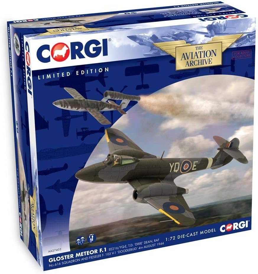 CORGI METEOR F.1 EE216 T.D.DIXIE DEAN RAF NO.616 SQN AND V-1
