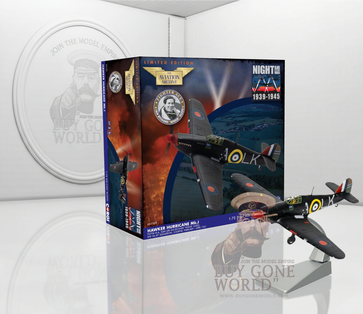 CORGI HAWKER HURRICANE MKI P2798 LK-A SQN LDR.IAN RICHARD "WIDGE" GLEED