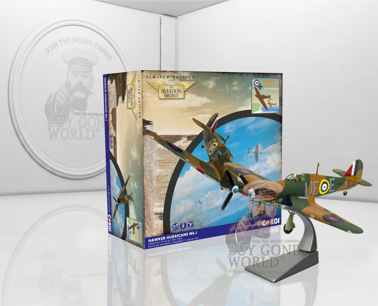 CORGI HURRICANE MK.I RAF NO.601 P/O "BILLY" FISKE (BATTLE OF BRITAIN 85)