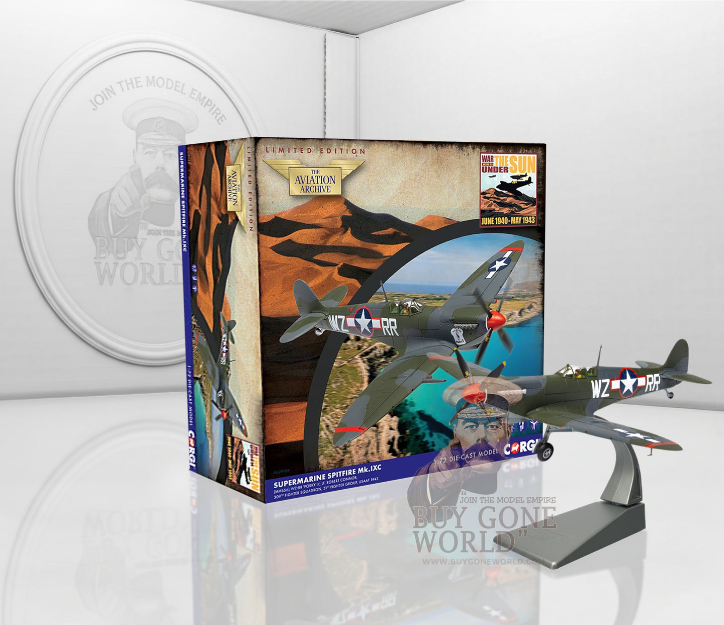 CORGI SPITFIRE MK.IXC MH656 WZ-RR "PORKY II" ROBERT CONNOR USAAF MEDITERRANEAN THEATRE 1943