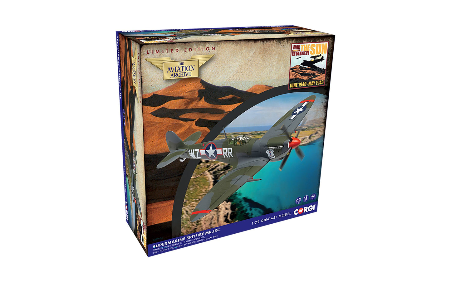 CORGI SPITFIRE MK.IXC MH656 WZ-RR "PORKY II" ROBERT CONNOR USAAF MEDITERRANEAN THEATRE 1943