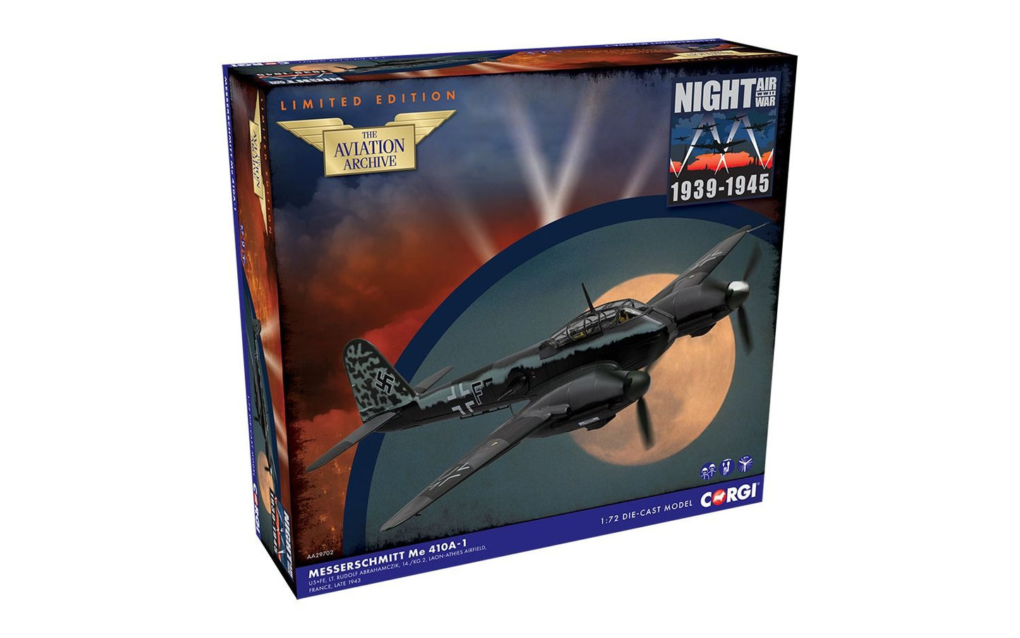 CORGI ME 410A-1 LUFTWAFFE BLACK F "RUDOLF ABRAHAMCZIK" 14./KG2 FRANCE 1943