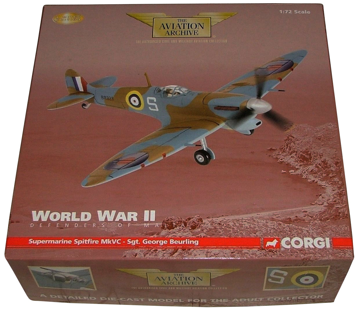 CORGI SPITFIRE MK V RAF No.249 SQN BR323 GEORGE BEURLING RAF TAKALI MALTA JULY 1942