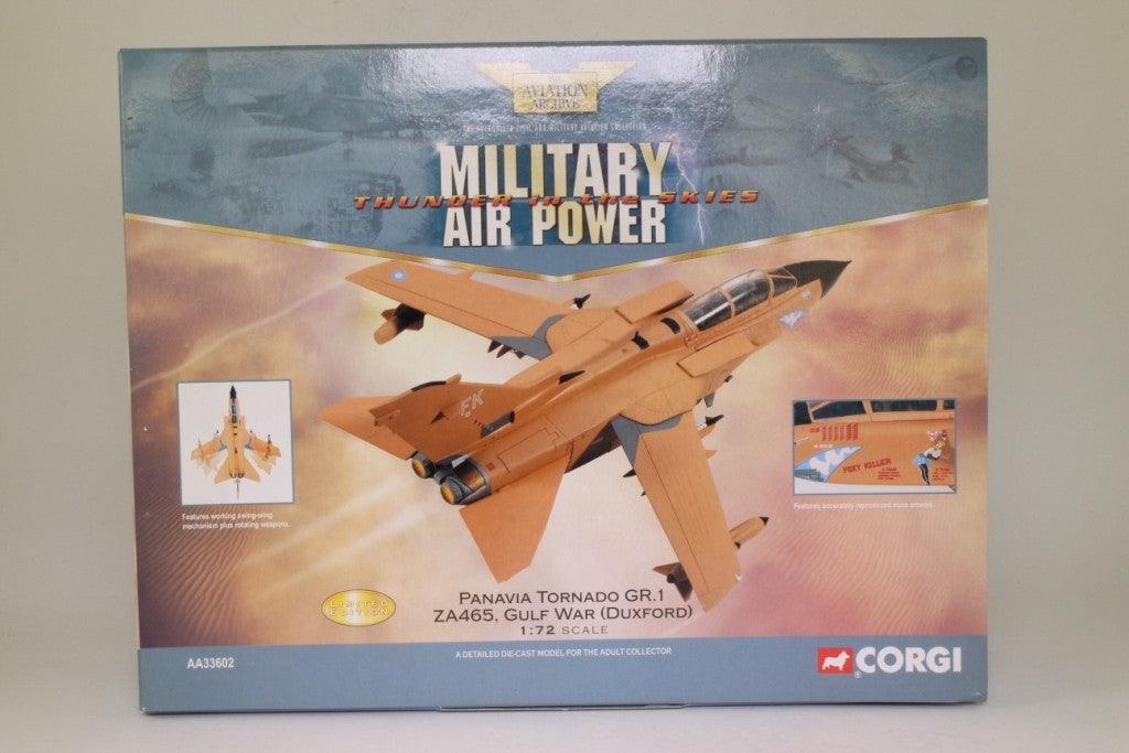CORGI TORNADO GR.MK 1 RAF NO.16 SQUADRON ZA465 "FOXY KILLER" DUXFORD ENGLAND "OPERATION DESERT STORM" 1991