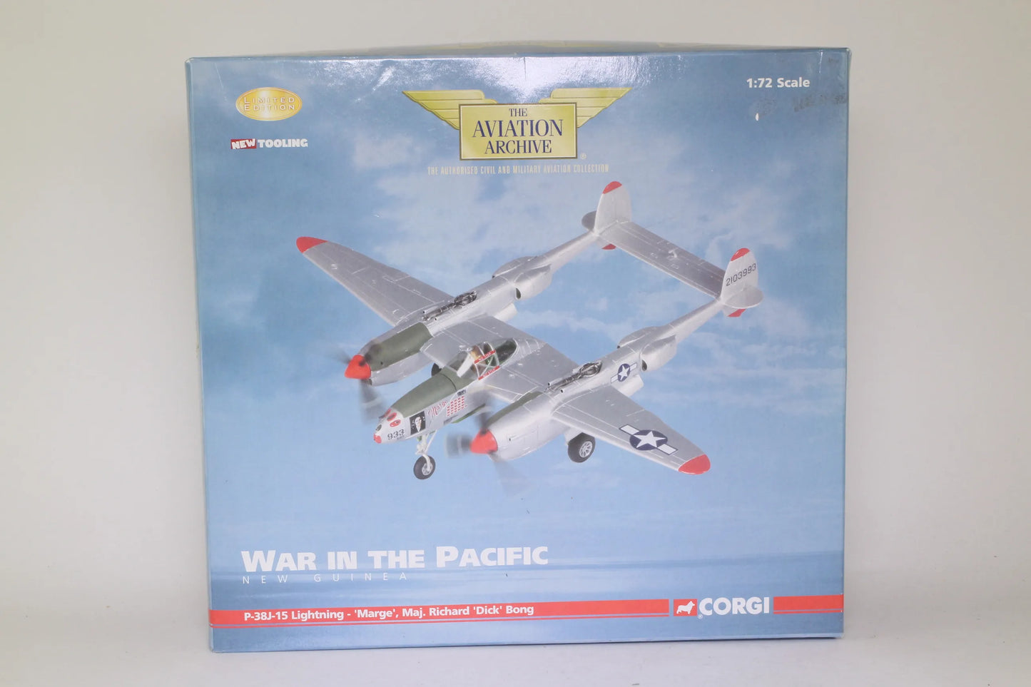 CORGI P-38J LIGHTNING USAAF 49TH FG 9TH FS 42-103993 "MARGE" RICHARD BONG NEW GUINEA 1942