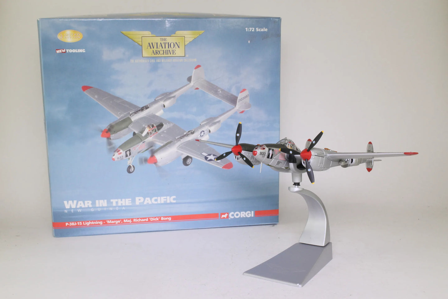CORGI P-38J LIGHTNING USAAF 49TH FG 9TH FS 42-103993 "MARGE" RICHARD BONG NEW GUINEA 1942