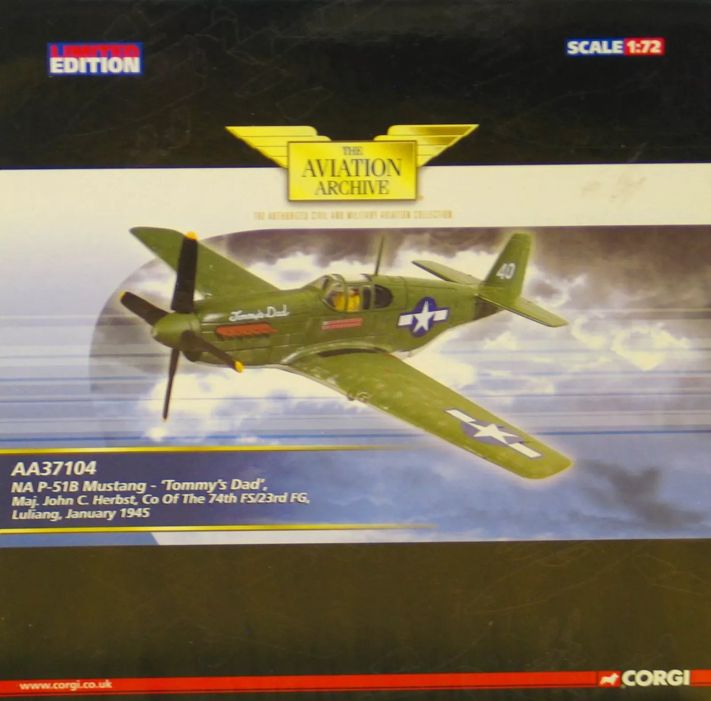 CORGI P51B MUSTANG 74TH FS FLYING TIGERS "TOMMY'S DAD"