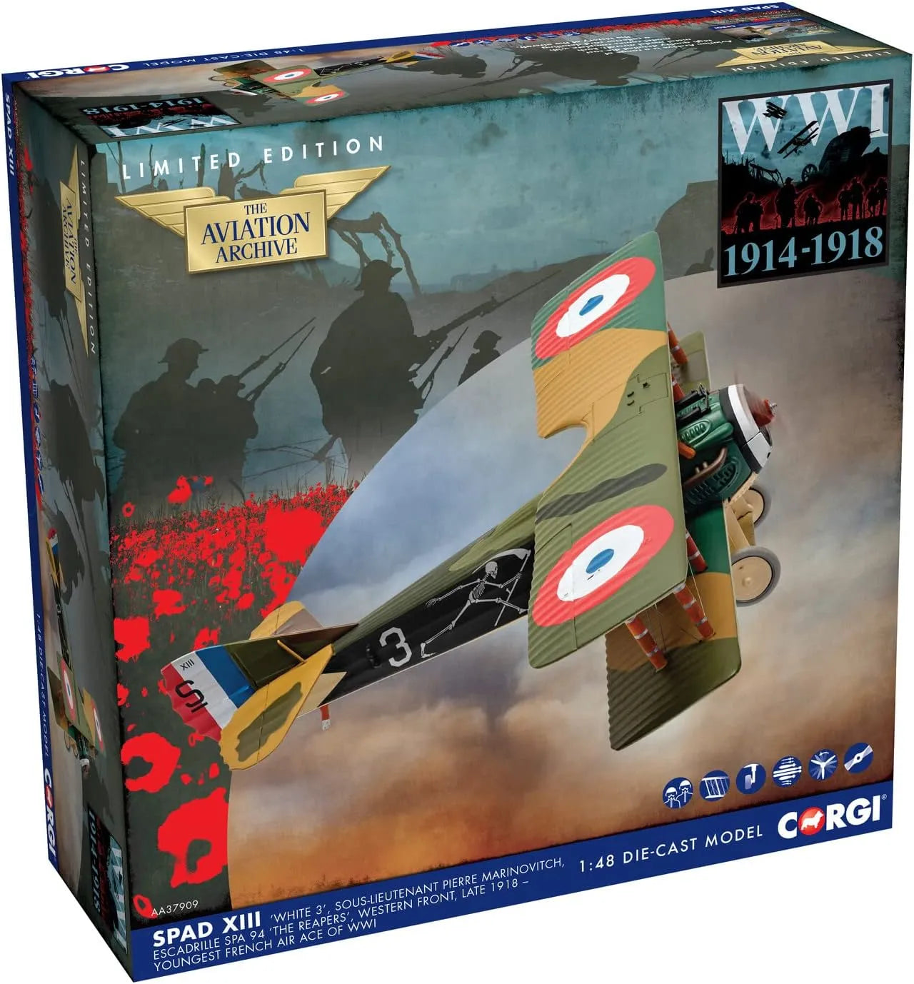 CORGI SPAD XIII WHITE 3 PIERRE MARINOVITCH ESCADRILLE