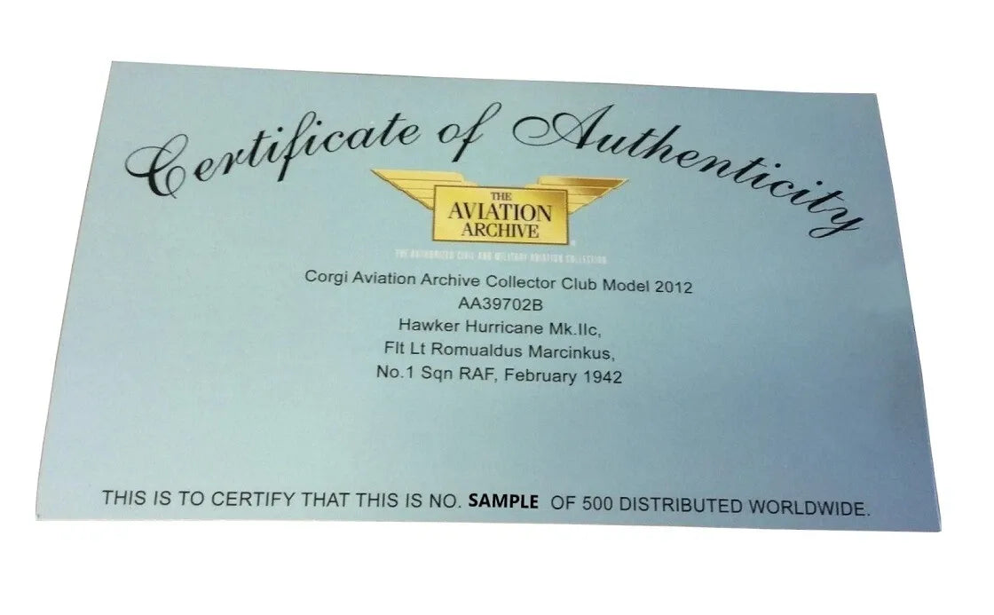 CORGI HURRICANCE MK.IIC COLLECTOR CLUB MODEL