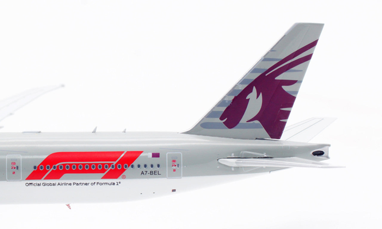 AVIATION 400 B777-3DZER QATAR AIRWAYS "OFFICIAL GLOBAL AIRLINE PARTNER OF FORMULA 1" REG: A7-BEL WITH ANTENNA