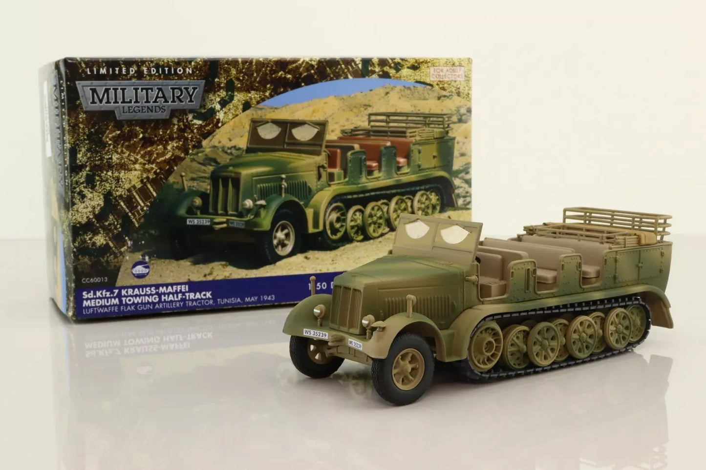CORGI SD.KFZ.7 KRAUSS-MAFFEI HALF-TRACK GERMAN FLAK GUN ARTILLERY TRACTOR TUNISIA 1943