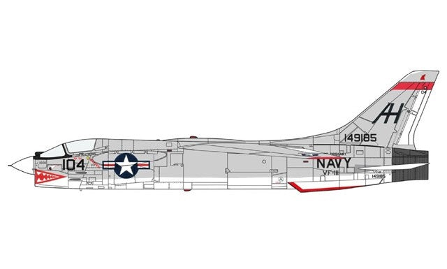 CENTURY WINGS F-8E CRUSADER VF-111 SUNDOWNERS BUNO 149185 NH104 USS ORISKANY 1966 (NORMAL CONFIGURATION)