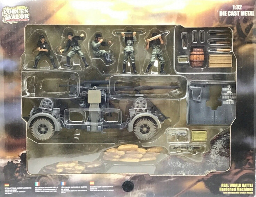 FORCES OF VALOR KRUPP 88MM FLAK GUN GERMAN ARMY + 5 FIGURES