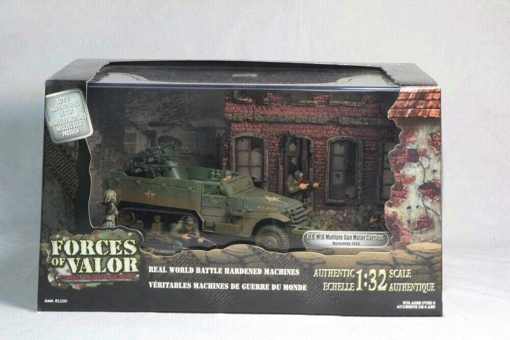 FORCES OF VALOR WWII U.S. M16 MGMC HALF-TRACK NORMANDY 1944 (WITH 5 FIGURES)