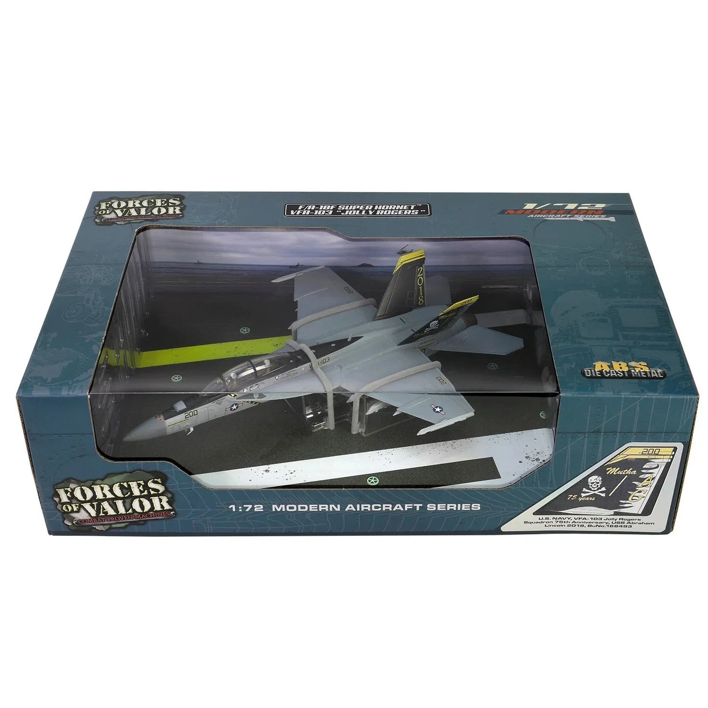 FORCES OF VALOR F/A 18F SUPER HORNET VFA103 JOLLY ROGERS "USS ABRAHAM LINCOLN 2018 75TH ANNIVERSARY"
