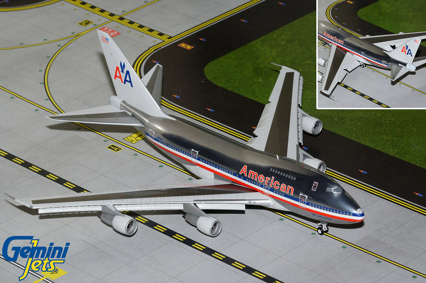 GEMINI JETS B747SP AMERICAN AIRLINES "747 LUXURYLINER" (POLISHED) (FLAPS DOWN) REG: N601AA