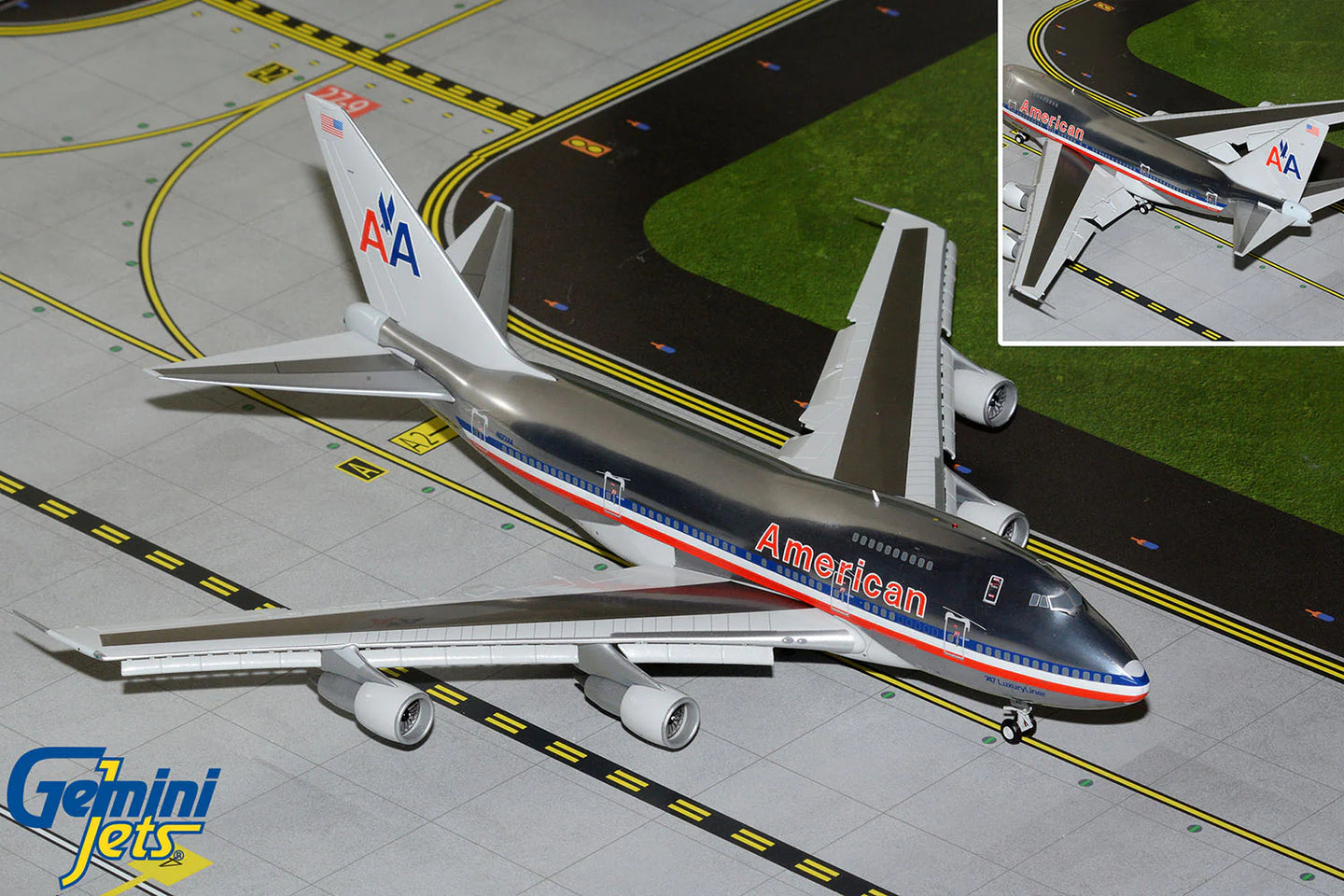 GEMINI JETS B747SP AMERICAN AIRLINES "747 LUXURYLINER" (POLISHED) (FLAPS DOWN) REG: N601AA