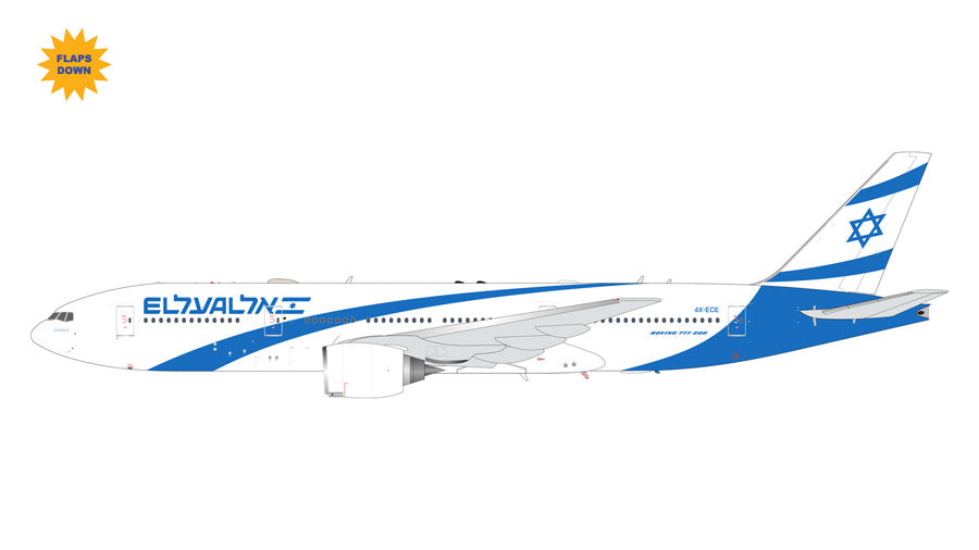 GEMINI JETS B777-200ER EL AL ISRAEL AIRLINES "NEW LIVERY" (FLAPS DOWN) REG: 4X-ECE