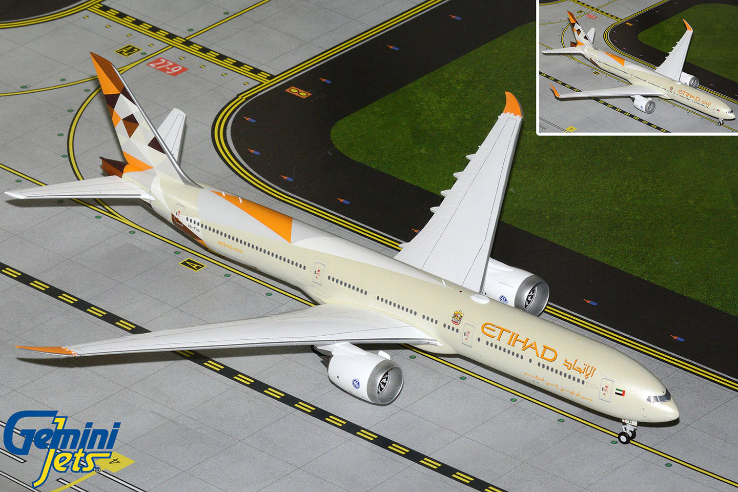GEMINI JETS B777-9 ETIHAD AIRWAYS REG: A6-FAA (WITH OPTIONAL FOLDED WINGTIPS)