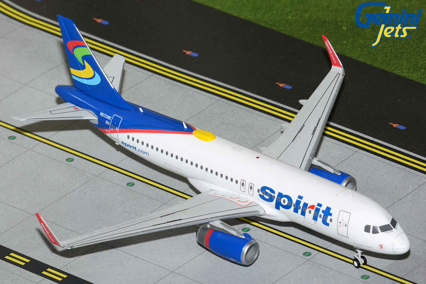 GEMINI JETS A320-200 SPIRIT AIRLINES "BLUE-AND-WHITE SKITTLES LIVERY" REG: N633NK